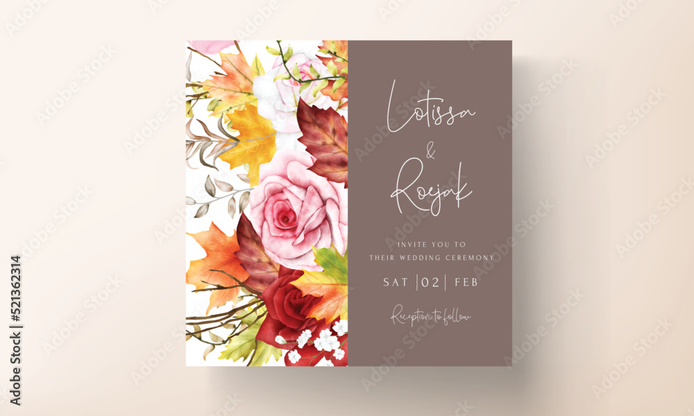 beautiful watercolor floral wedding invitation card