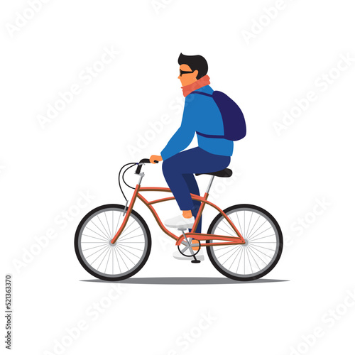 Isolated cycling man on white background vector illustration