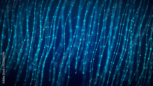 Abstract Blue Shiny Blurry Focus Slanted Wavy Dotted Lines Of Thread Curtain Lines Hanging With Sparkle Glitter Bokeh Background