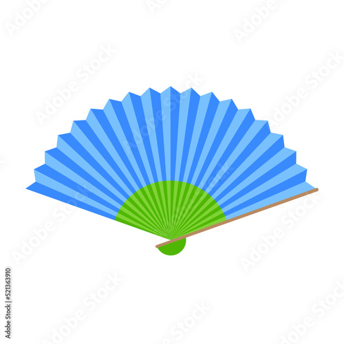 Hand fan vector illustration, Japanese paper fan flat style logo icon