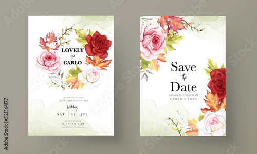 beautiful watercolor floral wedding invitation card