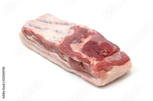 A piece of pork loin meat on a white background.
