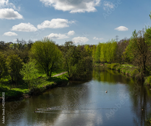 River Lagan from Shaws Bridge Northern Ireland on a sunny day