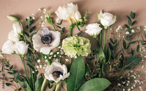 Fototapeta Naklejka Na Ścianę i Meble -  creative flower background, flat lay