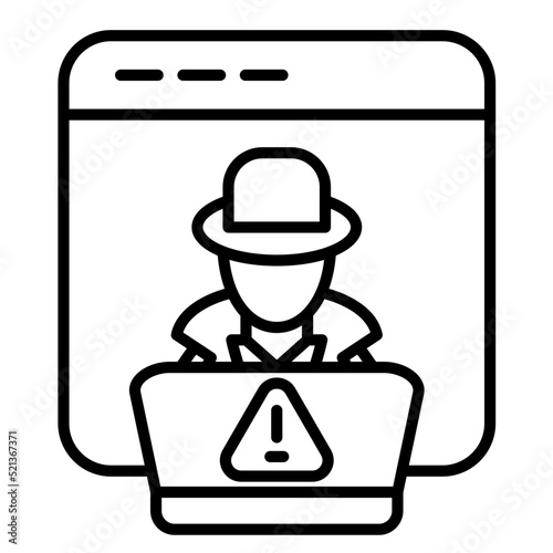 Cyber Crime Line Icon