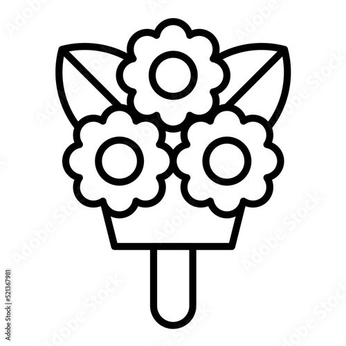 Flower Bouquet Line Icon