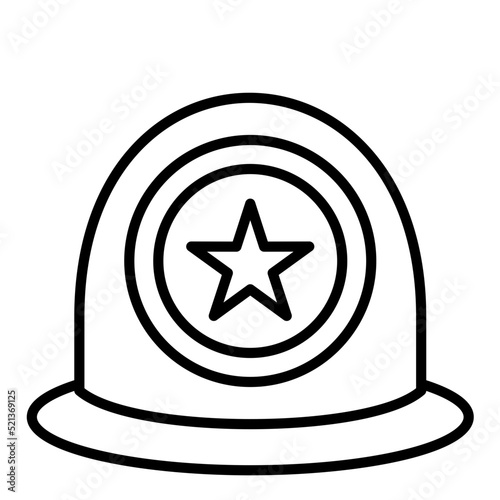 Police Helmet Line Icon