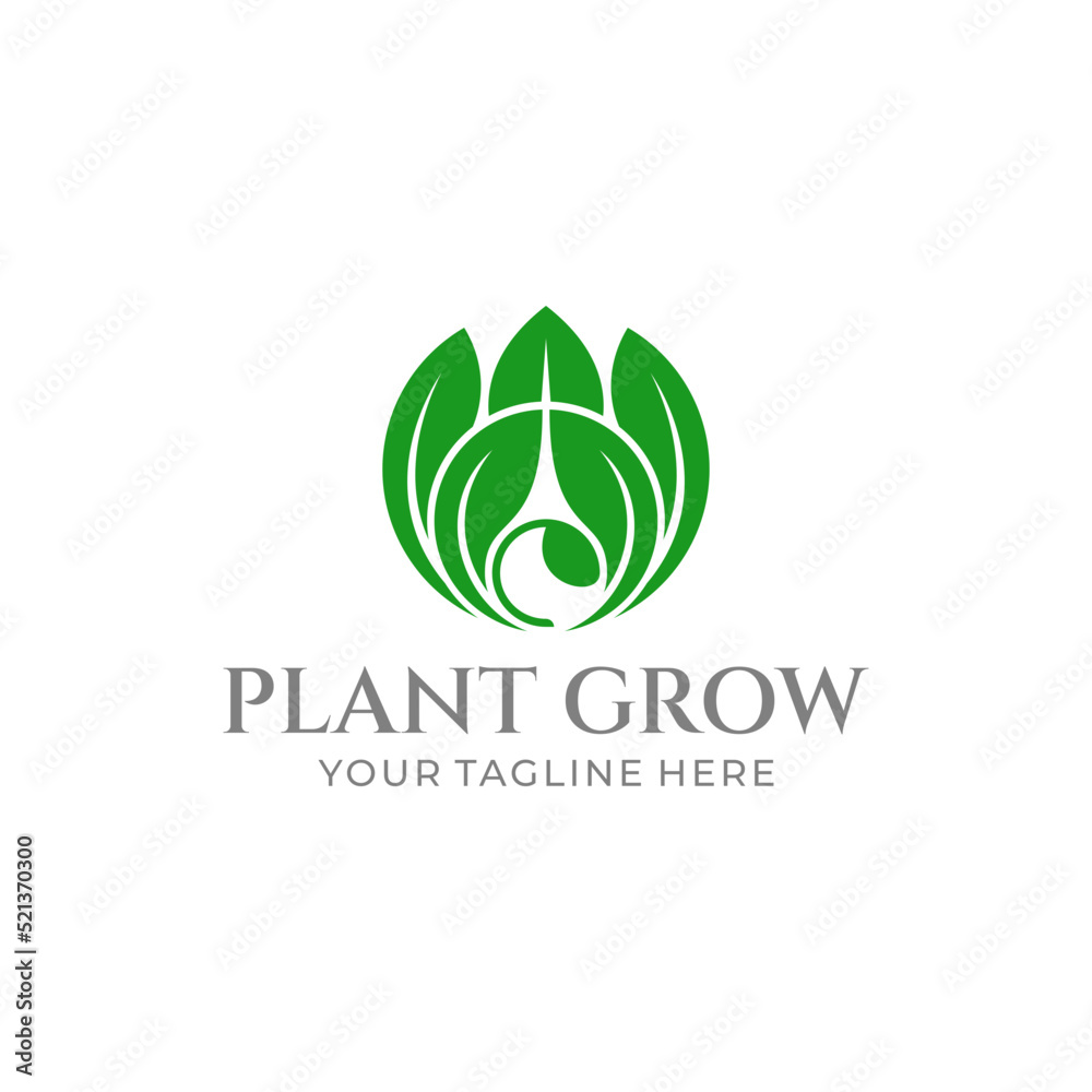 Plant Grow Logo. Plant Grow From Sprouts to have Leaf Plant Grow Logo. Plant Grow From Sprouts to have Leaf