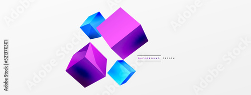 3d cubes vector abstract background. Composition of 3d square shaped basic geometric elements. Trendy techno business template for wallpaper, banner, background or landing