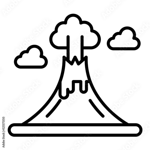 Volcano Landscape Line Icon