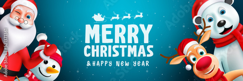 Foto Christmas characters greeting vector design