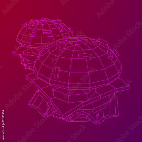 Hamburger or cheeseburger wireframe low poly mesh