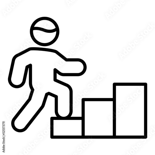 Person Climbing Stairs Line Icon