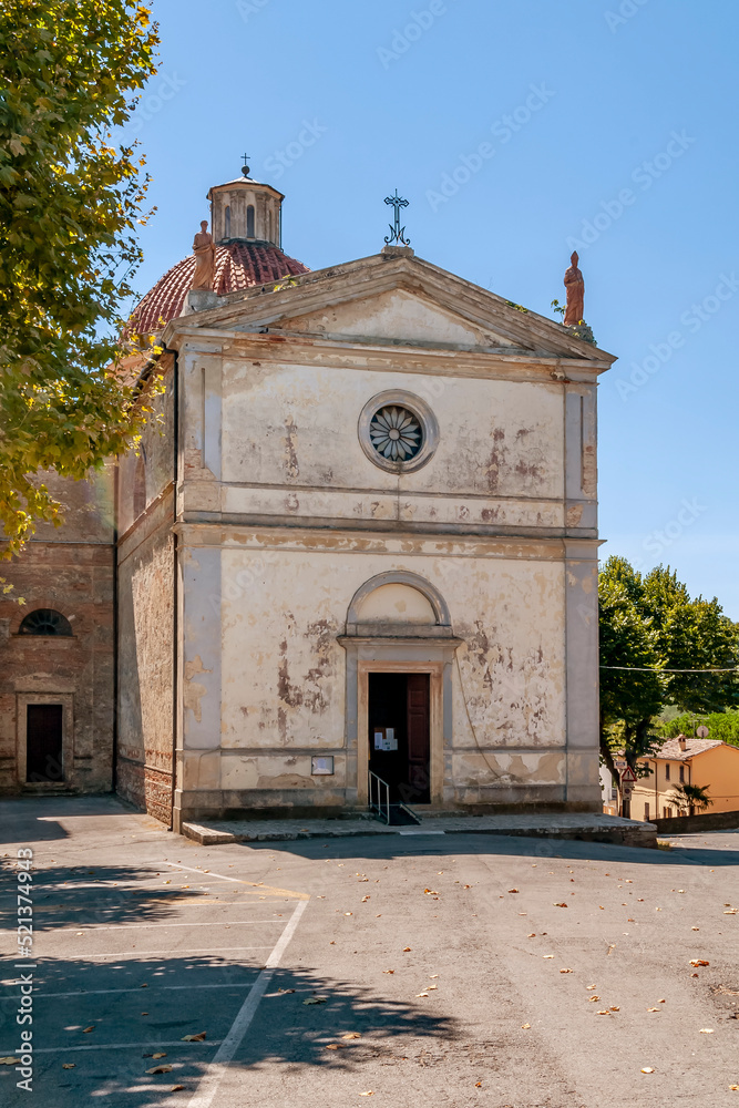 The facade of the Church of San Niccolò in Casciana Alta, Pisa, Italy