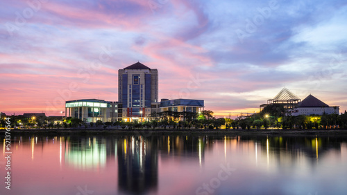 Dramatic sunset at Unesa, Surabaya, Indonesia, Southeast Asia