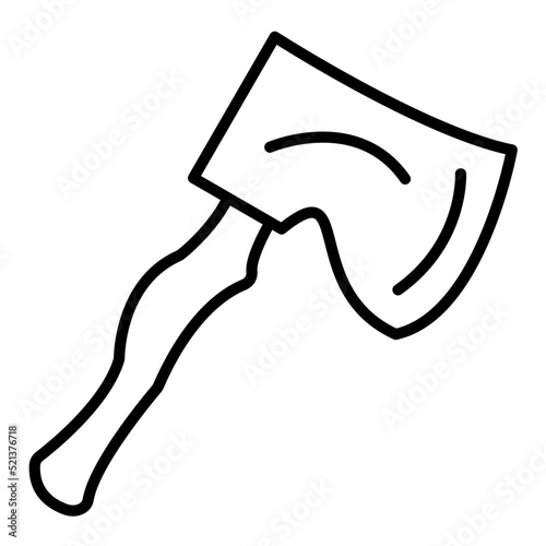 Wooden Hatchet Line Icon