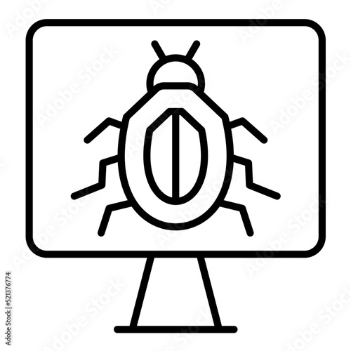 Computer Virus Line Icon