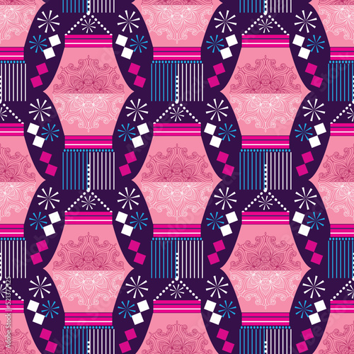 Traditional Indian festival Diwali. Happy Festival of lights Deepavali Template  seamless pattern . Festive Burning diya graphic design background. Vector abstract flat illustration
