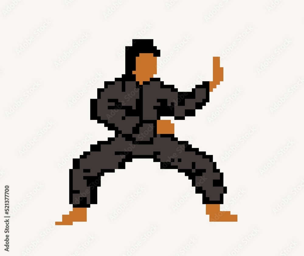 Naklejka premium The karate boy pixel art