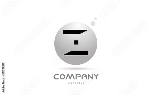 Z 3d grey sphere alphabet letter logo icon design with dot. Creative template for business and company