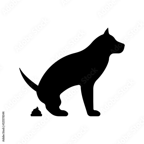 Dog Pooping Dung Black Silhouette Icon. Pet Glyph Pictogram. Domestic Animal Poop Excrement in Park Simple Flat Symbol. Canine Defecate in Toilet Allowed Zone Sign. Isolated Vector Illustration