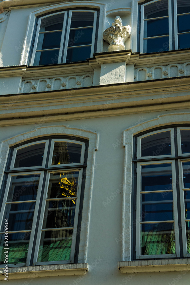 window on the facade of the house of thomas mann in lubeck window on the facade of the house of thomas mann in lubeck