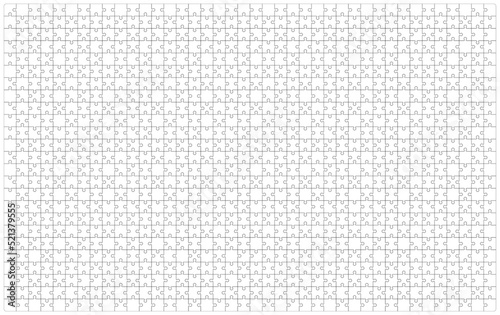 Jigsaw Puzzle 1000 pieces. Vector black and white pattern isolated on white background. Jigsaw scheme template.