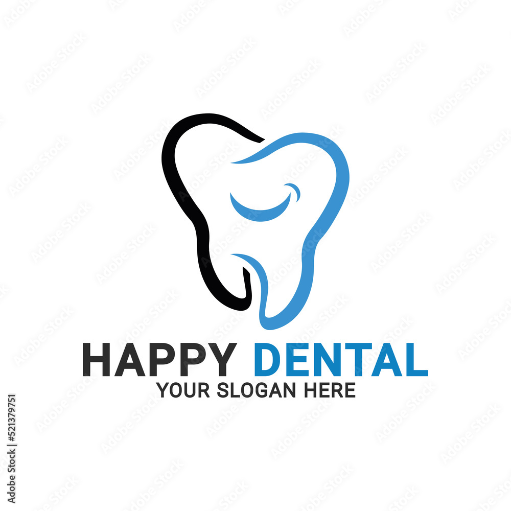 Happy Dental Logo, Family dental clinic logo, simple tooth dental logo template Happy Dental Logo, Family dental clinic logo, simple tooth dental logo template