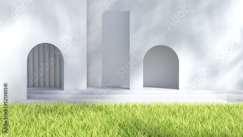 Meadow in the room. 3D illustration  3D rendering  