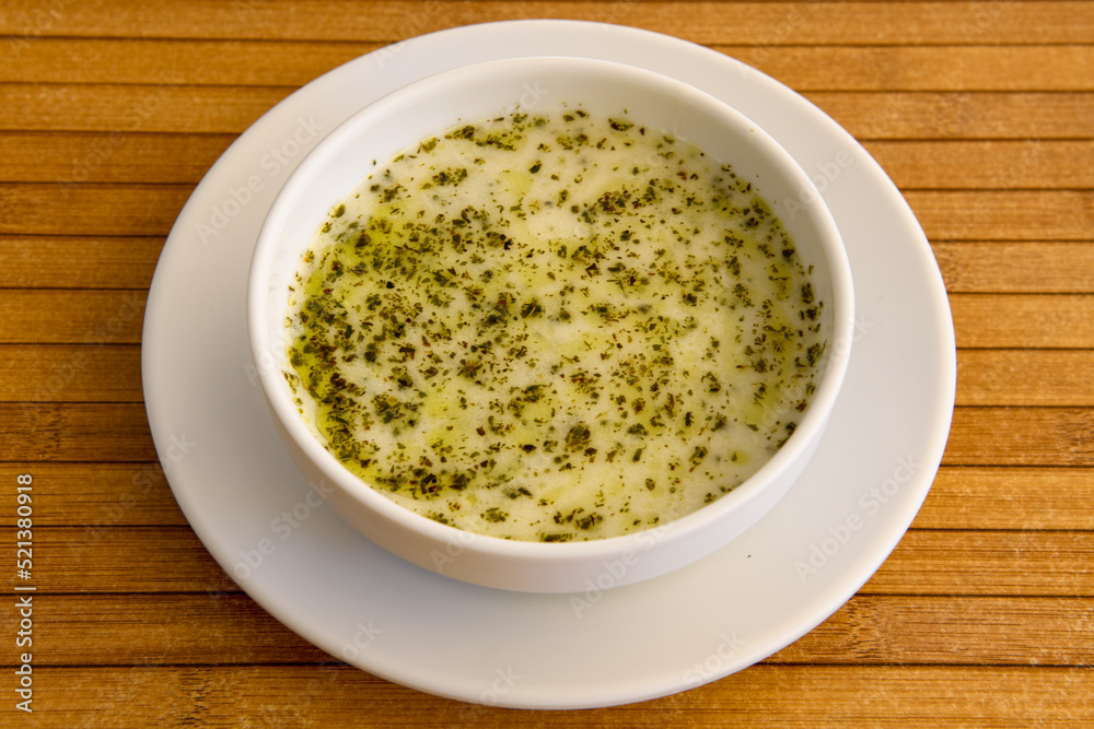 Traditional Turkish yogurt soup (yayla soup)