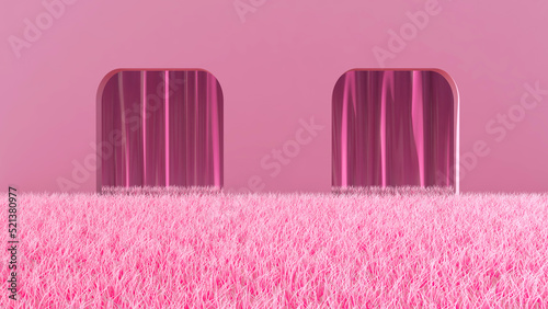 Meadow in the room. 3D illustration  3D rendering 