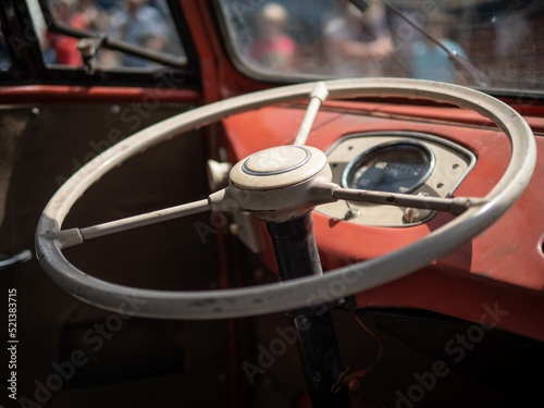 Dashboard and steering wheel of old-timer car © wlad074