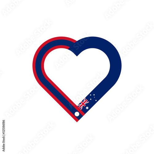 friendship concept. heart ribbon icon of laos and australia flags. vector illustration isolated on white background