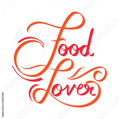 Stylish Orange Food Lover Font Text Over White Background.