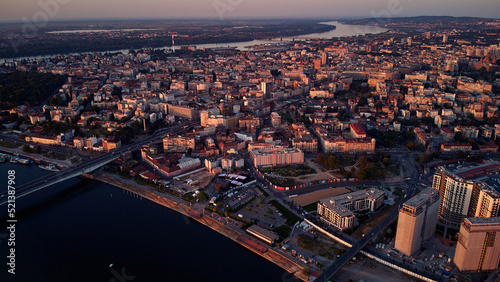 Aerial view of Belgrade, capital of Serbia.