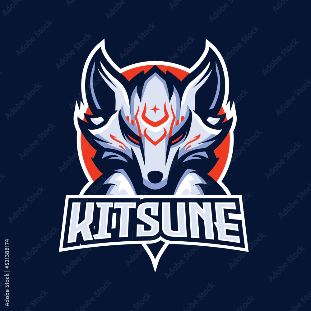 Wolf Kitsune Mascot Logo Illustration