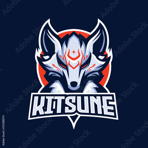 Wolf Kitsune Mascot Logo Illustration
