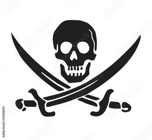 black jolly roger pirate skull and crossed swords