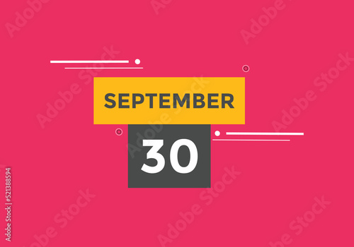 september 30 Calendar icon Design. Calendar Date 30th september. Calendar template 
