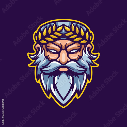 Zeus Head Mascot Cartoon Illustration