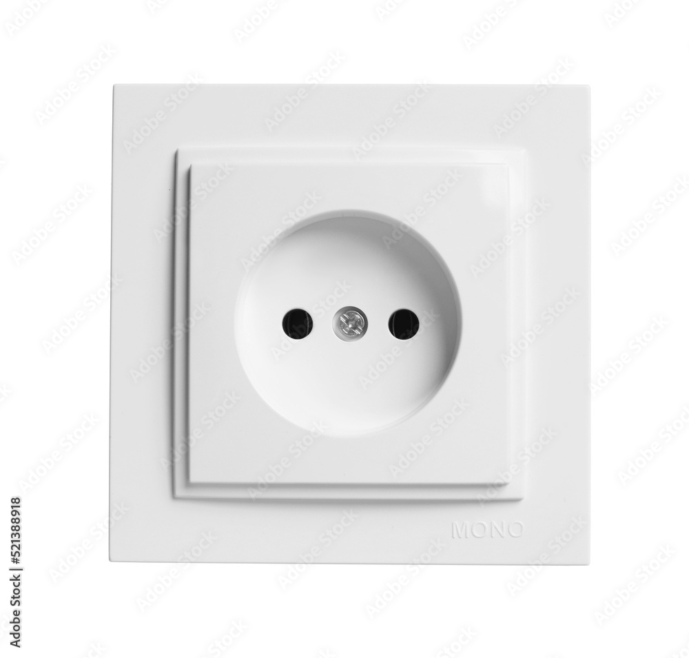 Single plastic power socket isolated on white Single plastic power socket isolated on white