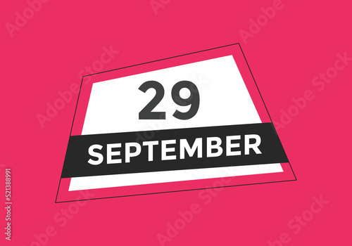 september 29 Calendar icon Design. Calendar Date 29th september. Calendar template 
