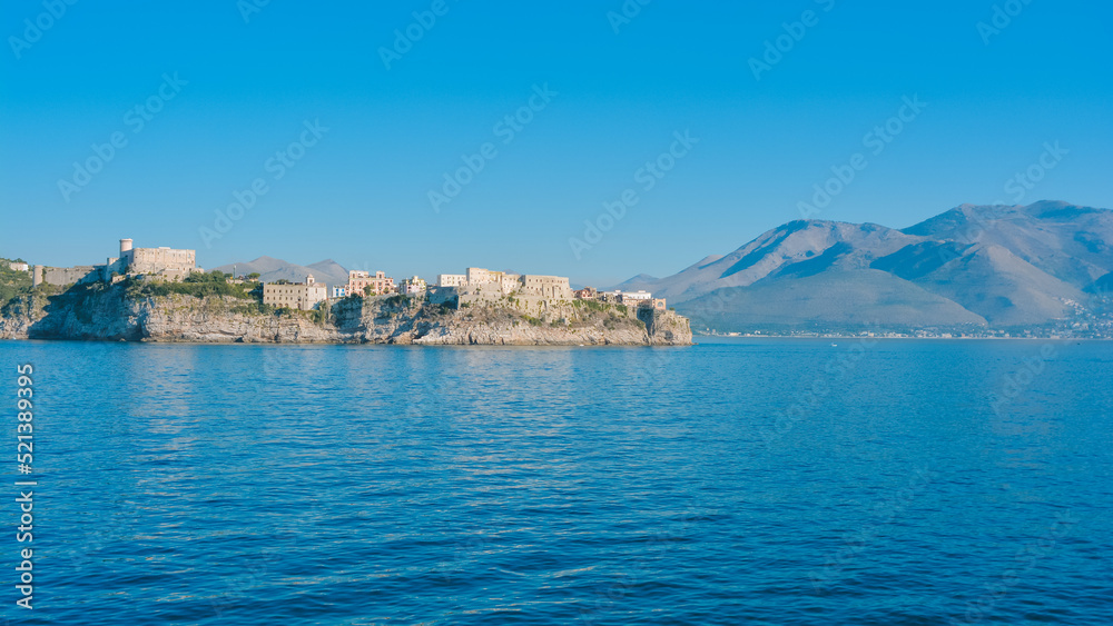 View of Gaeta from the ferry with the castle