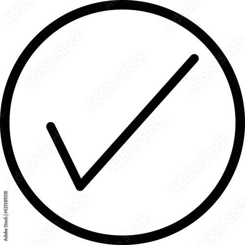 Black check mark icon in a circle . Tick symbol, tick icon vector illustration.