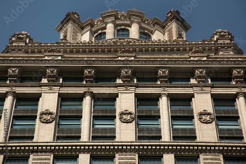 Detail of the Jewelers Building (Gotham City Courthouse) façade in Chicago