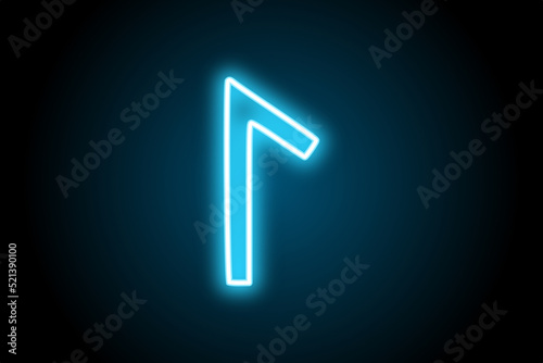 Laguz lagu viking norse nordic rune glowing neon symbol  photo