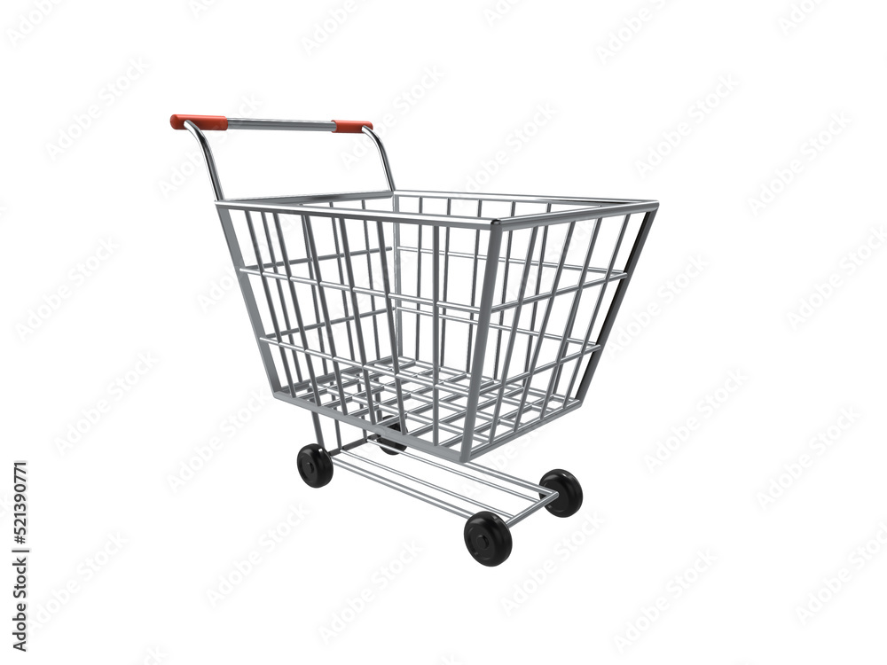 3D rendering shopping cart on a white background., Shop Trolley or shopping cart isolated on a white background. 3D rendering shopping cart on a white background., Shop Trolley or shopping cart isolated on a white background.