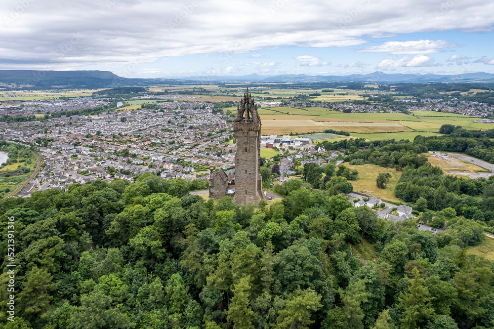 Aerial view of The National Wallace Monument.Wallace's Monument, the Wallace Tower, or the Barnweil Monument is a category-A-listed building dedicated to the memory of William Wallace located on Barnw