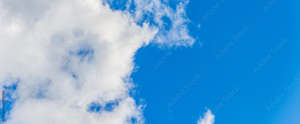 Sky,clouds background.Beautiful blue sky with white cloud,panoramic banner,background,wallpaper.Copy space.
