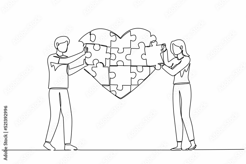 Romantic love concept one single line drawing Vector Image